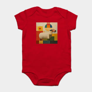 Sheep - Retro Modernism Style Colorful Abstraction Baby Bodysuit